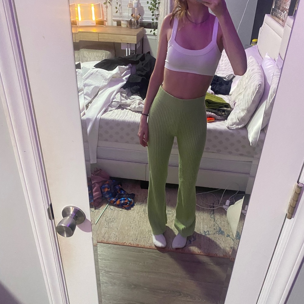 green comfy pants